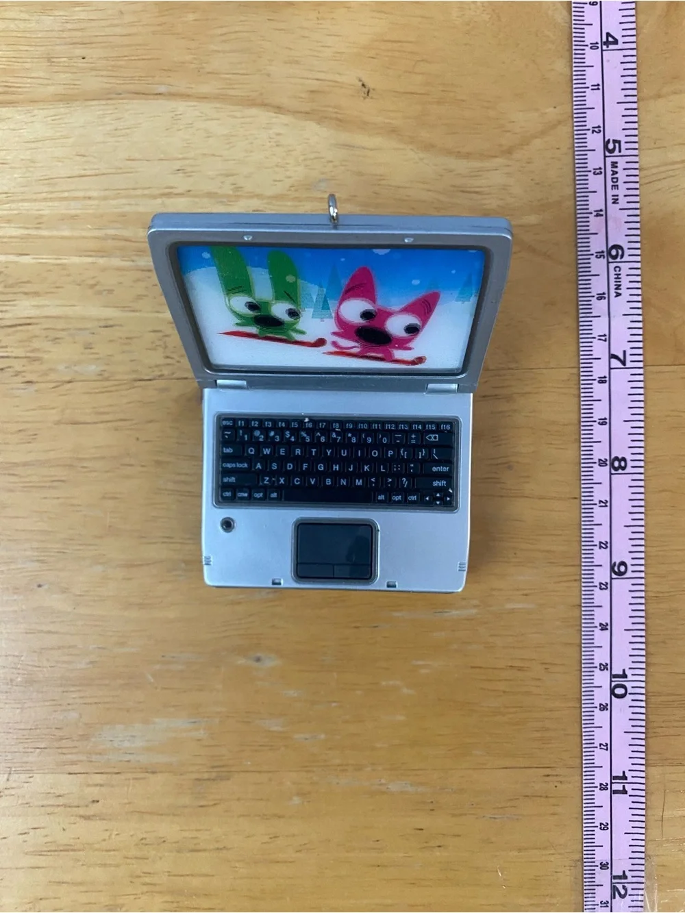2006 Hallmark Silver Mini Laptop Ornament with Hoops & Yoyo
